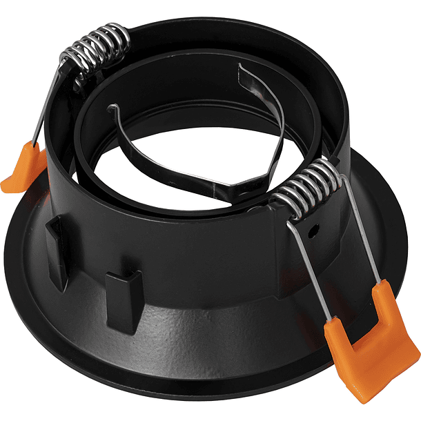 Aro Redondo Recuado Basculante em Alumínio Preto p/ Lampadas MR16-GU10 2