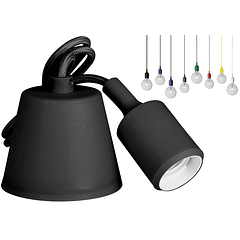 Suporte de Lampada E27 em Suspensão Silicone Preto (1 metro)