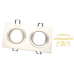 Aro Duplo Quadrado Ajustável em Aluminio p/ Lampadas MR16-GU10