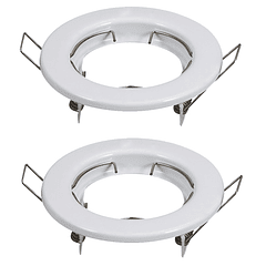 Pack 2x Aros Redondos Fixos Branco p/ Lampadas MR16-GU10