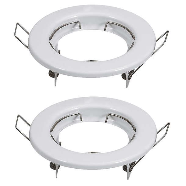 Pack 2x Aros Redondos Fixos Branco p/ Lampadas MR16-GU10 