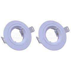 Pack 2x Aro Redondo Fixo Branco ESTANQUE IP65 p/ Lampadas MR16-GU10