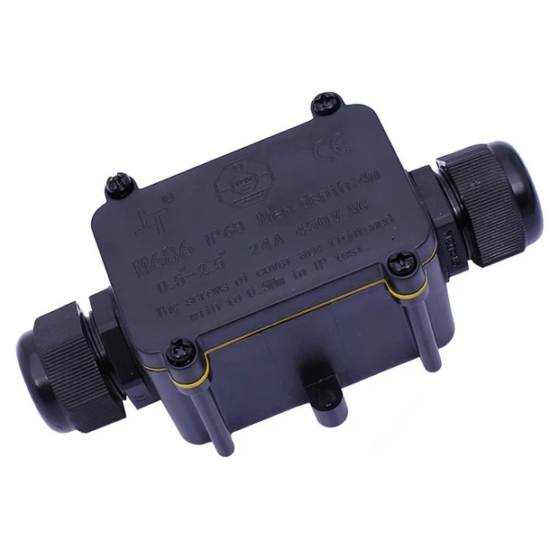 Ligador Estanque c/ Caixa (3 Pinos) 2 Vias 1.0~2.5mm2 IP68 p/ Instalações Eléctricas Exteriores 1