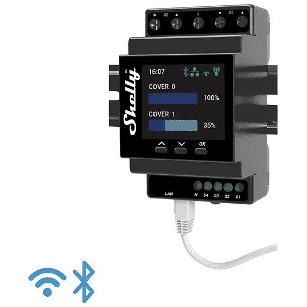 Módulo p/ Calha DIN c/ 4 Relés para Automação de Estores - Shelly Pro Dual Cover PM 