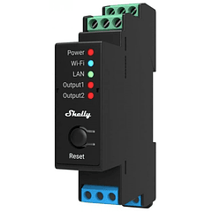 Módulo p/ Calha DIN c/ 2 Relés e Med. Energia p/ Autom. Wi-Fi/BT/LAN 2x 16A - Shelly PRO 2PM