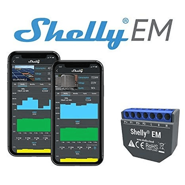 Módulo Medidor de Consumo Duplo p/ Automação Wi-Fi - Shelly EM 1