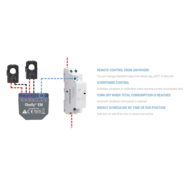 Módulo Medidor de Consumo Duplo p/ Automação Wi-Fi - Shelly EM 2