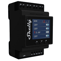 Módulo p/ Calha DIN c/ 4 Relés para Automação Wi-Fi/Bluetooth/LAN - 4x 16A - Shelly Pro 4PM