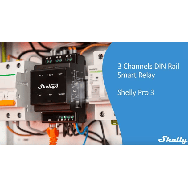 Módulo p/ Calha DIN c/ 3 Relés para Automação Wi-Fi/BT/LAN 110/240VAC 3x16A - Shelly PRO 3 2