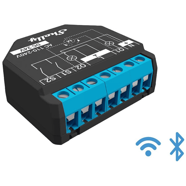 Módulo Interruptor c/ 2 Canais p/ Autom. Wi-Fi/BT c/ Med. Cons. e Contr. Estores - Shelly Plus 2PM 