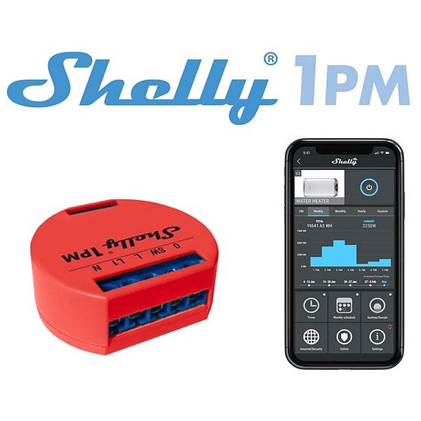 Módulo Interruptor p/ Automação Wi-Fi c/ Medidor de Consumo 110...220V 16A - Shelly 1PM 1