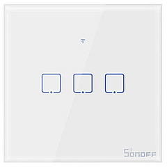 Interruptor Triplo Touch (3 Gang) Smart Wi-Fi+RF em Vidro de Encastrar (Branco) - Sonoff