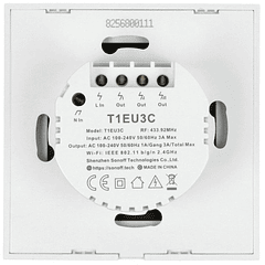 Interruptor Triplo Touch (3 Gang) Smart Wi-Fi+RF em Vidro de Encastrar (Branco) - Sonoff