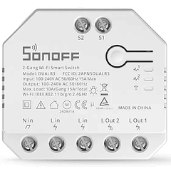 Interruptor Inteligente Wi-Fi de Relé Duplo c/ Medição de Energia - Sonoff DUAL R3