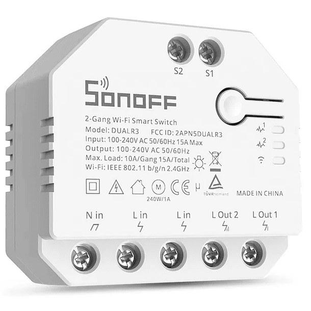 Interruptor Inteligente Wi-Fi de Relé Duplo c/ Medição de Energia - Sonoff DUAL R3 3