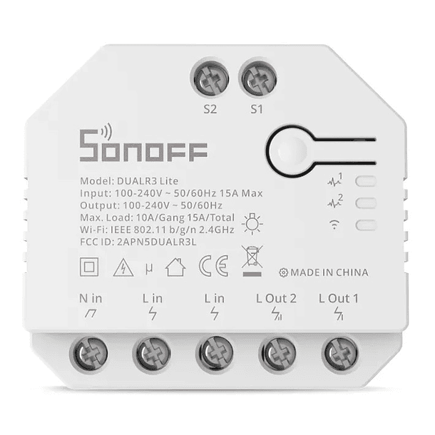 Interruptor Inteligente Wi-Fi de Relé Duplo c/ Controlo de Estores Elétricos - Sonoff DUAL R3 LITE 1