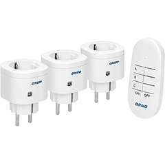 Sistema de 3 Tomadas ON-OFF c/ Comando s/ Fios - ORNO