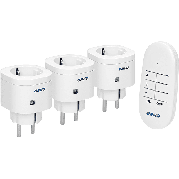 Sistema de 3 Tomadas ON-OFF c/ Comando s/ Fios - ORNO 1