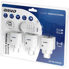 Sistema de 3 Tomadas ON-OFF c/ Comando s/ Fios - ORNO