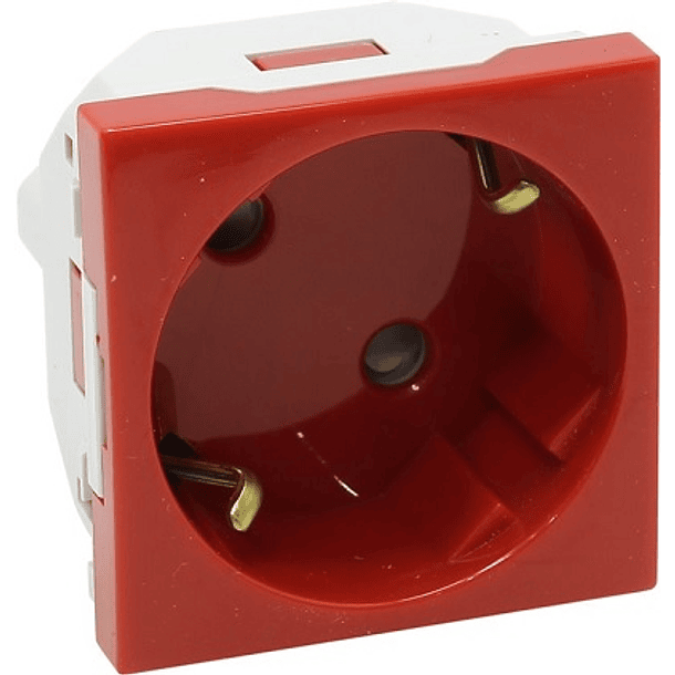 Tomada 2P+T SCHUKO c/ Obturador 16A 250V (Vermelho) Série Quadro 45 - EFAPEL 