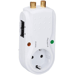 Tomada Protectora Contra Sobrecargas 3680W 16A c/ Fichas TV, RJ45 e Telefone - GRUNDIG