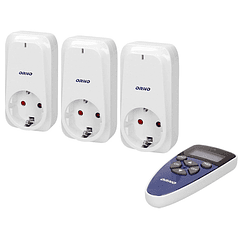 Sistema de 3 Tomadas ON-OFF c/ Comando Função Relógio e Temporizador - ORNO