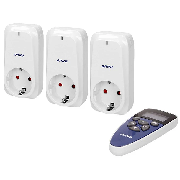 Sistema de 3 Tomadas ON-OFF c/ Comando Função Relógio e Temporizador - ORNO 1