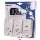 Sistema de 3 Tomadas ON-OFF c/ Comando Função Relógio e Temporizador - ORNO 2