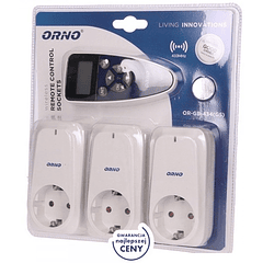 Sistema de 3 Tomadas ON-OFF c/ Comando Função Relógio e Temporizador - ORNO