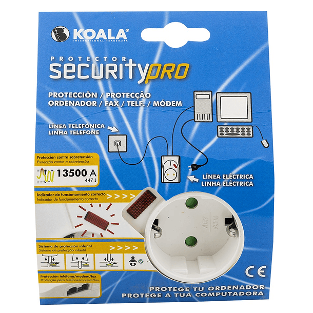 Tomada Protectora Contra Sobrecargas 3500W 16A c/ Fichas Telefone 2
