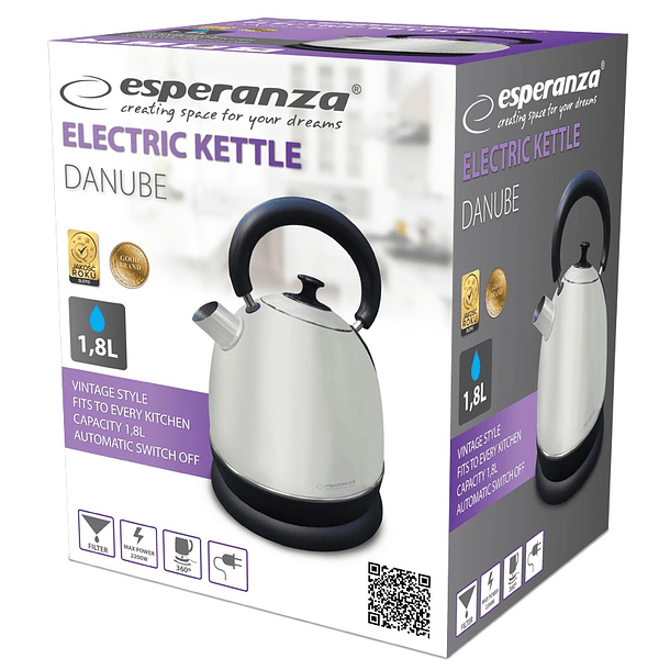 Chaleira Elétrica Danúbio 1,8L 2200W (Inox Mate) - ESPERANZA 2