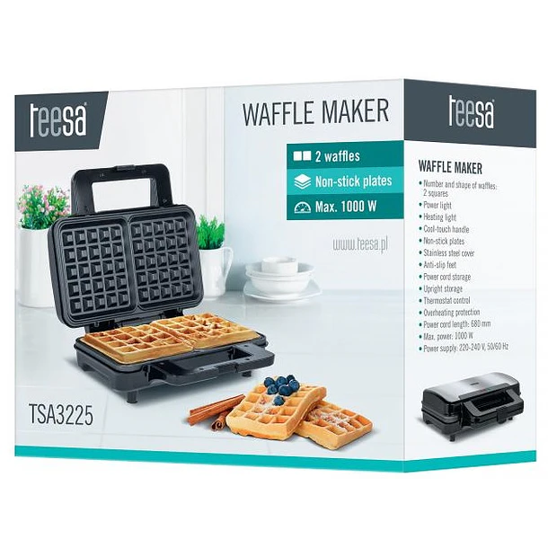 Máquina de Waffles Inox (Gaufres) 1000W - TEESA 4