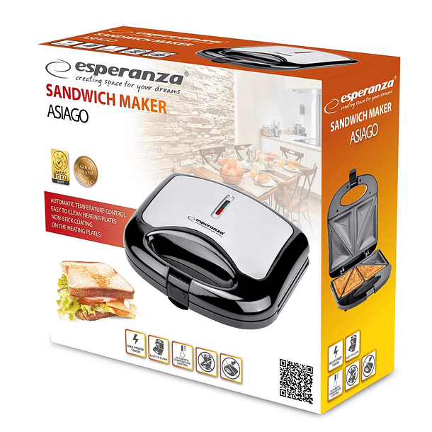 Sanduicheira ASIAGO 1000W (Preto/Inox) - ESPERANZA 3