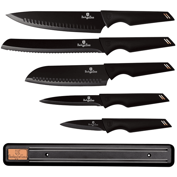 Conjunto de Facas de 6 Peças c/ Suporte Magnético (Black Rose Collection) - BERLINGER HAUS 1