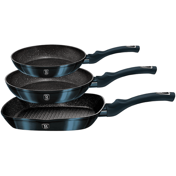 Conjunto de 2 Frigideiras + 1 Grelhador  (Metallic Line Aquamarine Edition) - BERLINGER HAUS 2