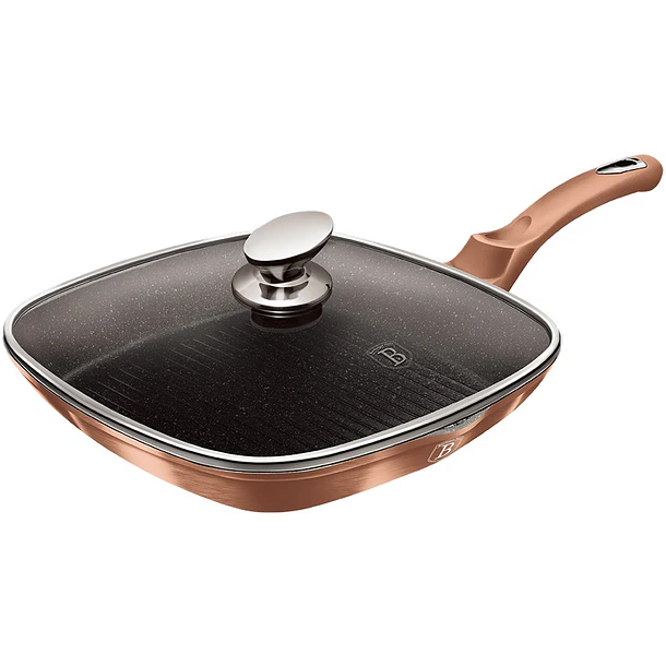 Grelhador c/ Tampa de Vidro 28cm (Rose Gold Collection) - BERLINGER HAUS 1
