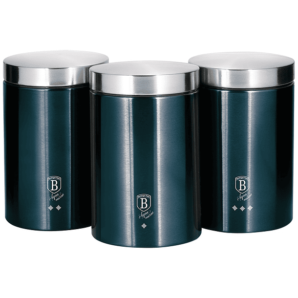 Conjunto de 3 Recipientes de Cozinha (Metallic Line Aquamarine Edition) - BERLINGER HAUS 