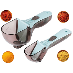 Pack 2x Colheres Ajustável Medidor de Quantidades p/ Cozinha