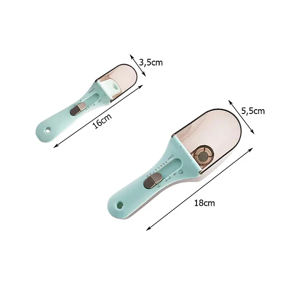 Pack 2x Colheres Ajustável Medidor de Quantidades p/ Cozinha 3