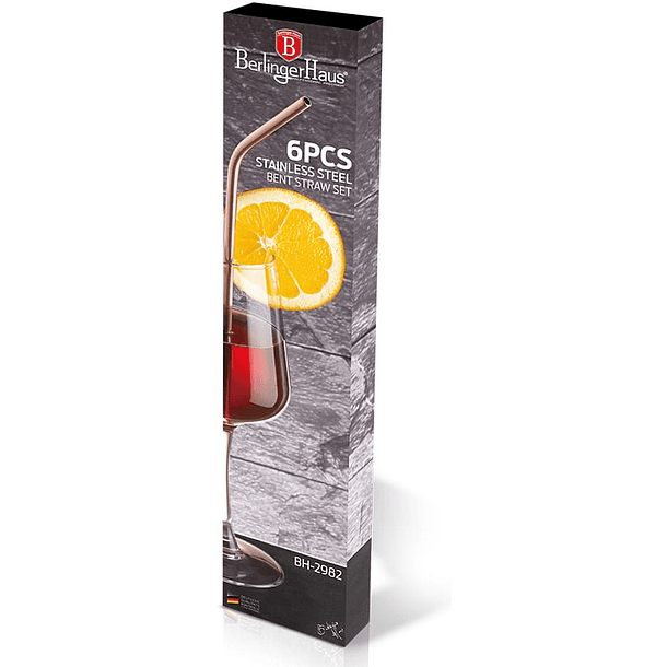 Pack 6x Palhinhas de Metal Reutilizáveis - BERLINGER HAUS 1