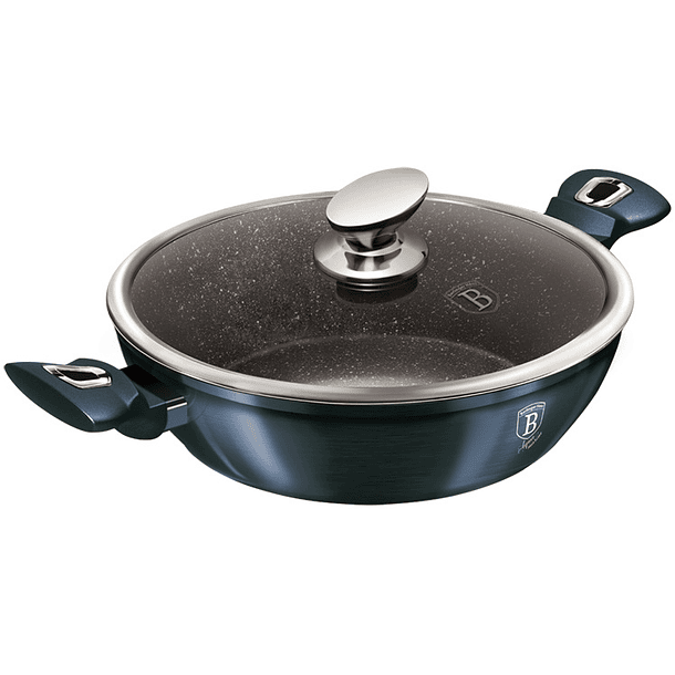 Panela Rasa c/ Tampa 28cm (Metallic Line Aquamarine Edition) - BERLINGER HAUS 1