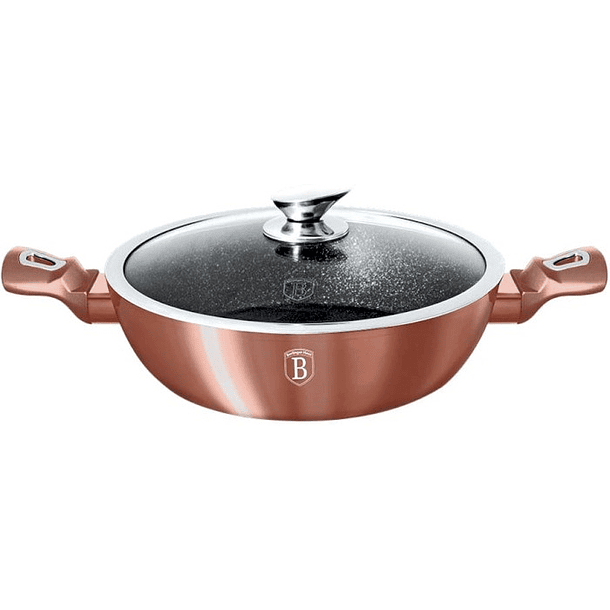 Panela Rasa c/ Tampa 28cm (Rose Gold Collection) - BERLINGER HAUS 