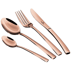 Set de Talheres 24 Peças Aço Inoxidável (Mirror Rose Gold) - BERLINGER HAUS