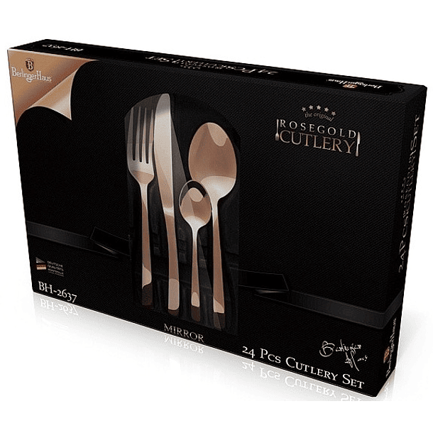 Set de Talheres 24 Peças Aço Inoxidável (Mirror Rose Gold) - BERLINGER HAUS 2
