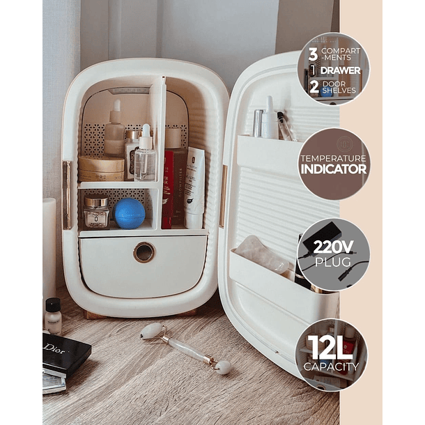 Mini Frigorífico Portátil 12L p/ Maquilhagem (Rosa) - FLAMINGUEO 3