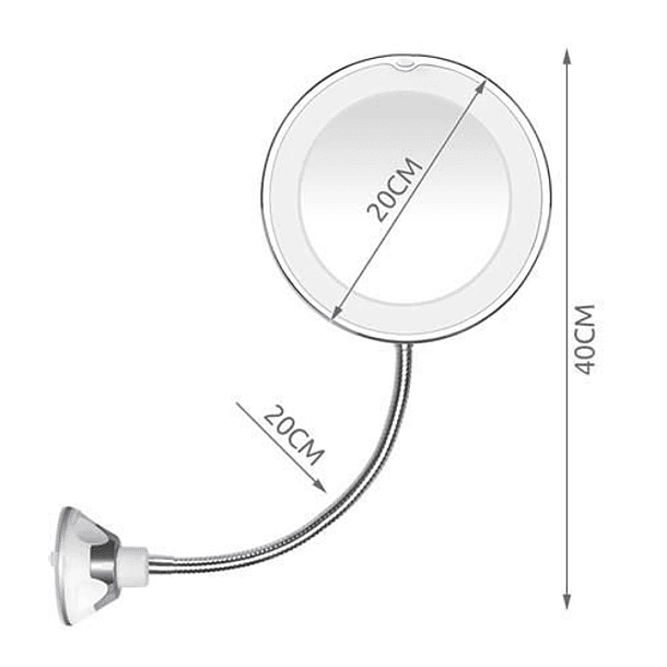 Espelho de Maquilhagem 10x LED c/ Suporte Ventosa 4
