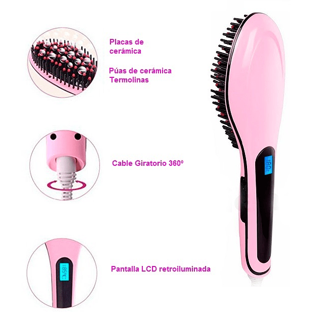 Escova Alisador Cabelo (Rosa) 4