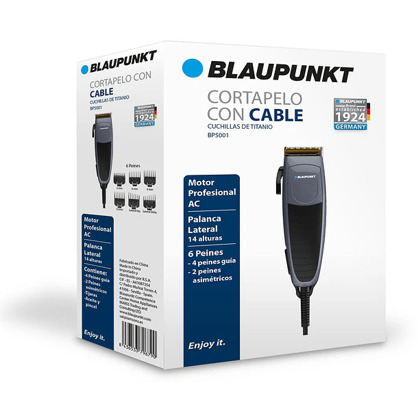 Aparador de Cabelo Titânio (Motor AC) c/ 6 Pentes - BLAUPUNKT 2