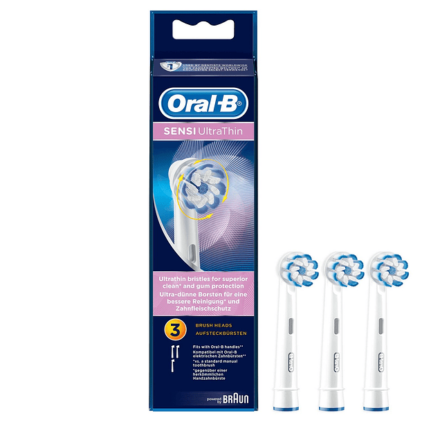 Pack 3x Recargas p/ Escova de Dentes Braun SENSI UltraThin - ORAL-B 1