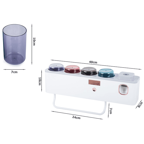 Organizador de Escovas e Copos c/ Esterilizador de Escovas de Dentes UV e Dispensador de Pasta 3